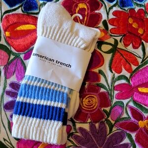 American Trench White and Blue Striped Socks